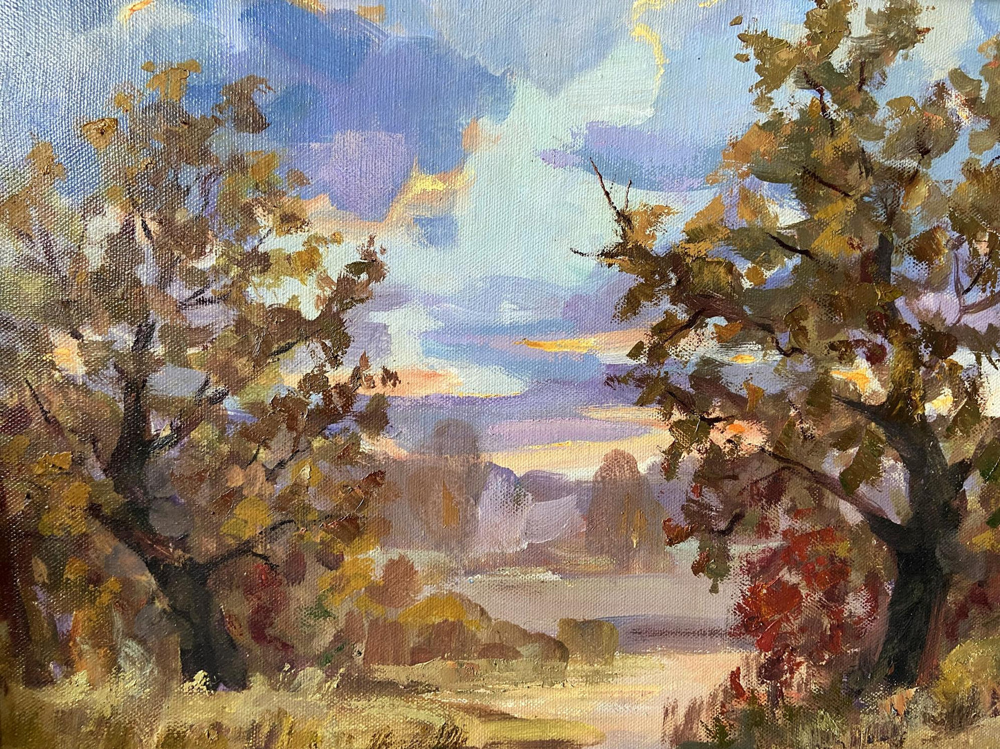 Oil painting Autumn evening Gaponchenko Ivan Ivanovich