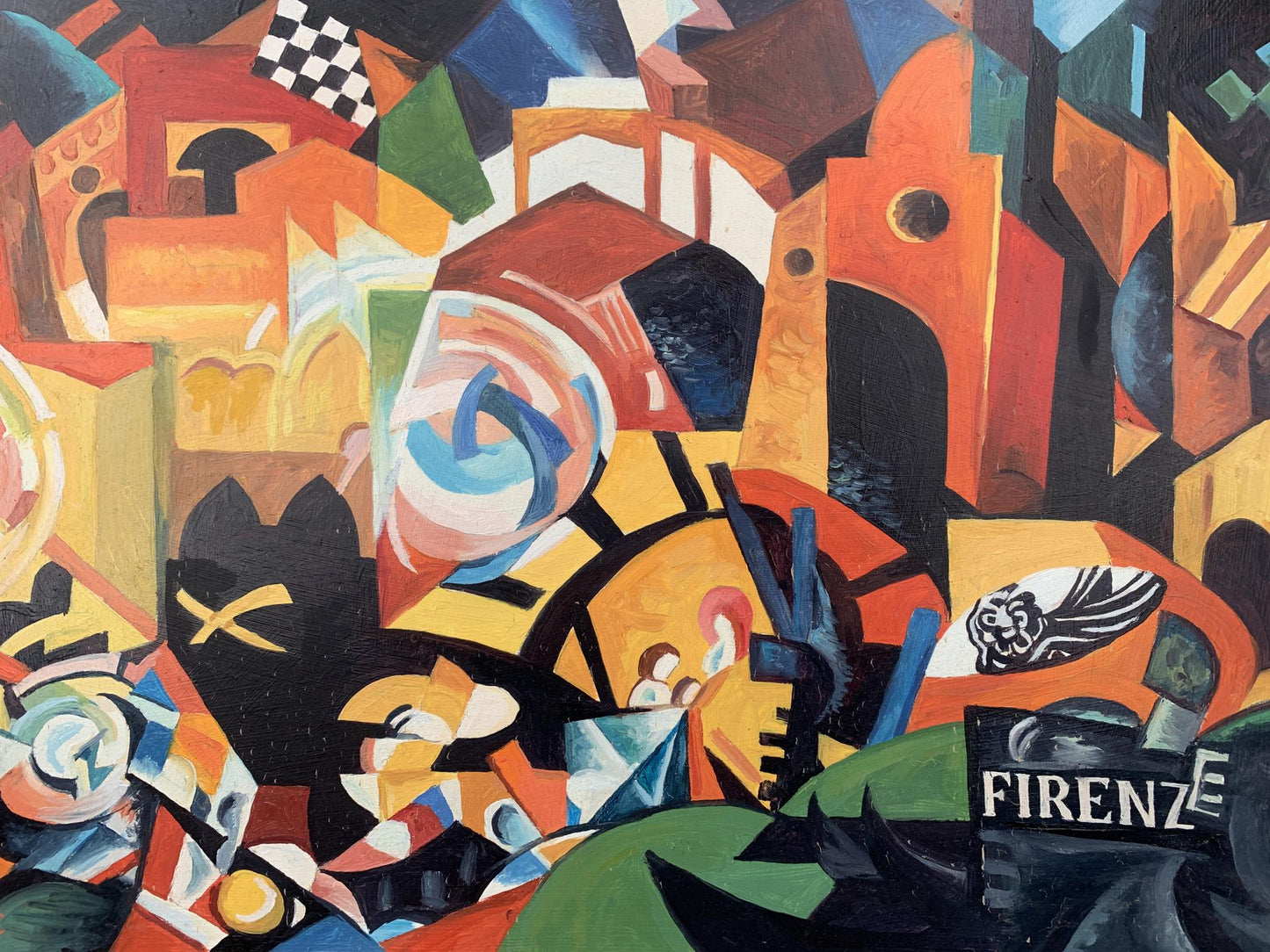 Abstract oil painting Night city of lanterns Victor Konotopsky