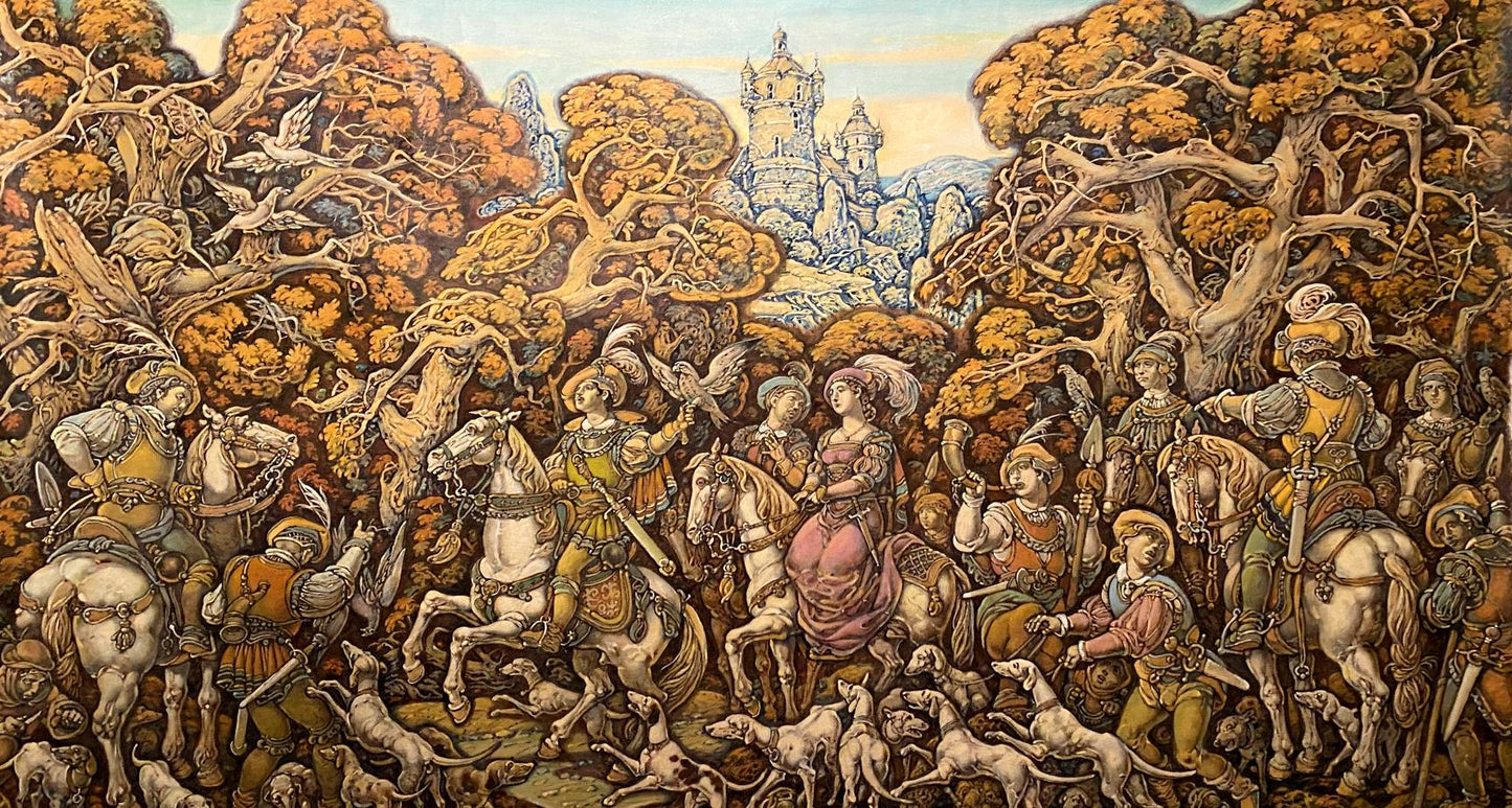 Oil painting Hunting Litvinov Oleg Arkad'yevich