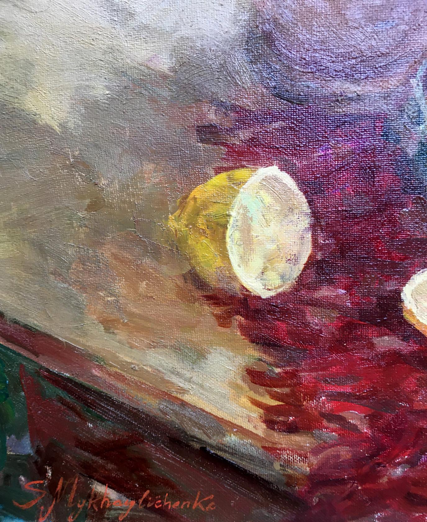 Oil painting Still life of red and yellow roses Sergey Mikhailichenko