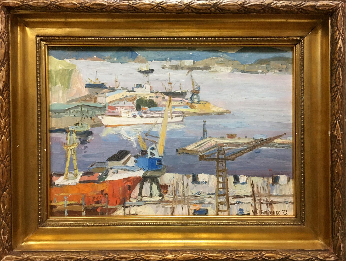 Oil painting Ship port Stolyarenko Petr Kuzmich