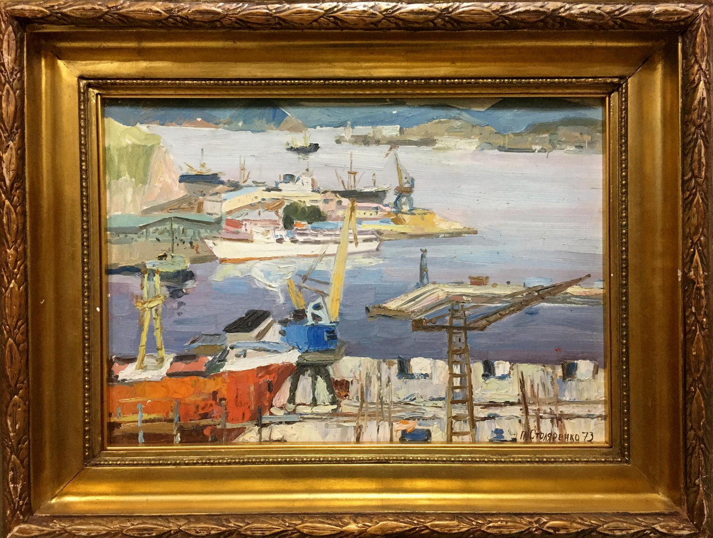 Oil painting Ship port Stolyarenko Petr Kuzmich