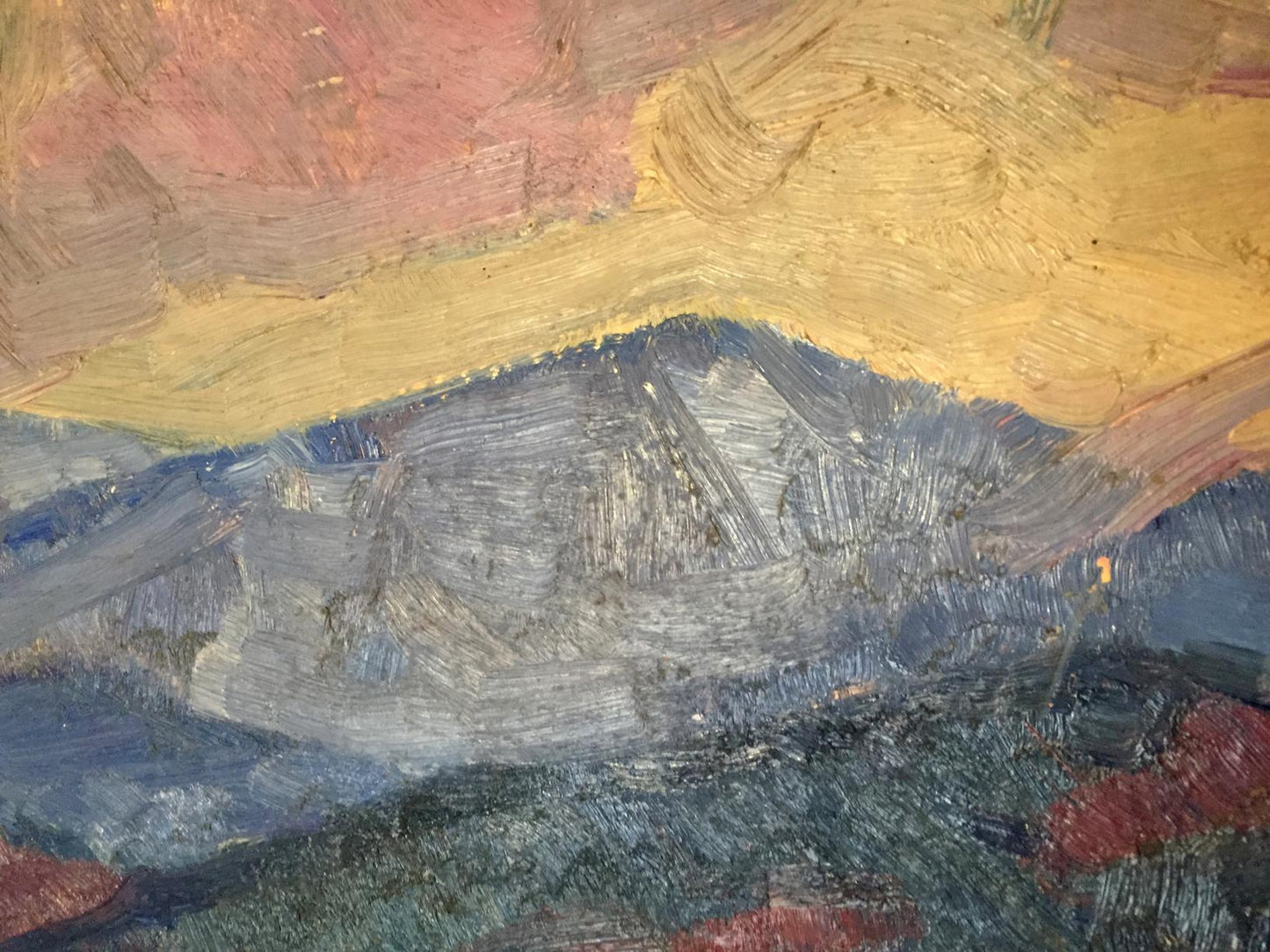 Oil artwork featuring "The Mountains" by Nikolay Aleksandrovich Khrustalenko