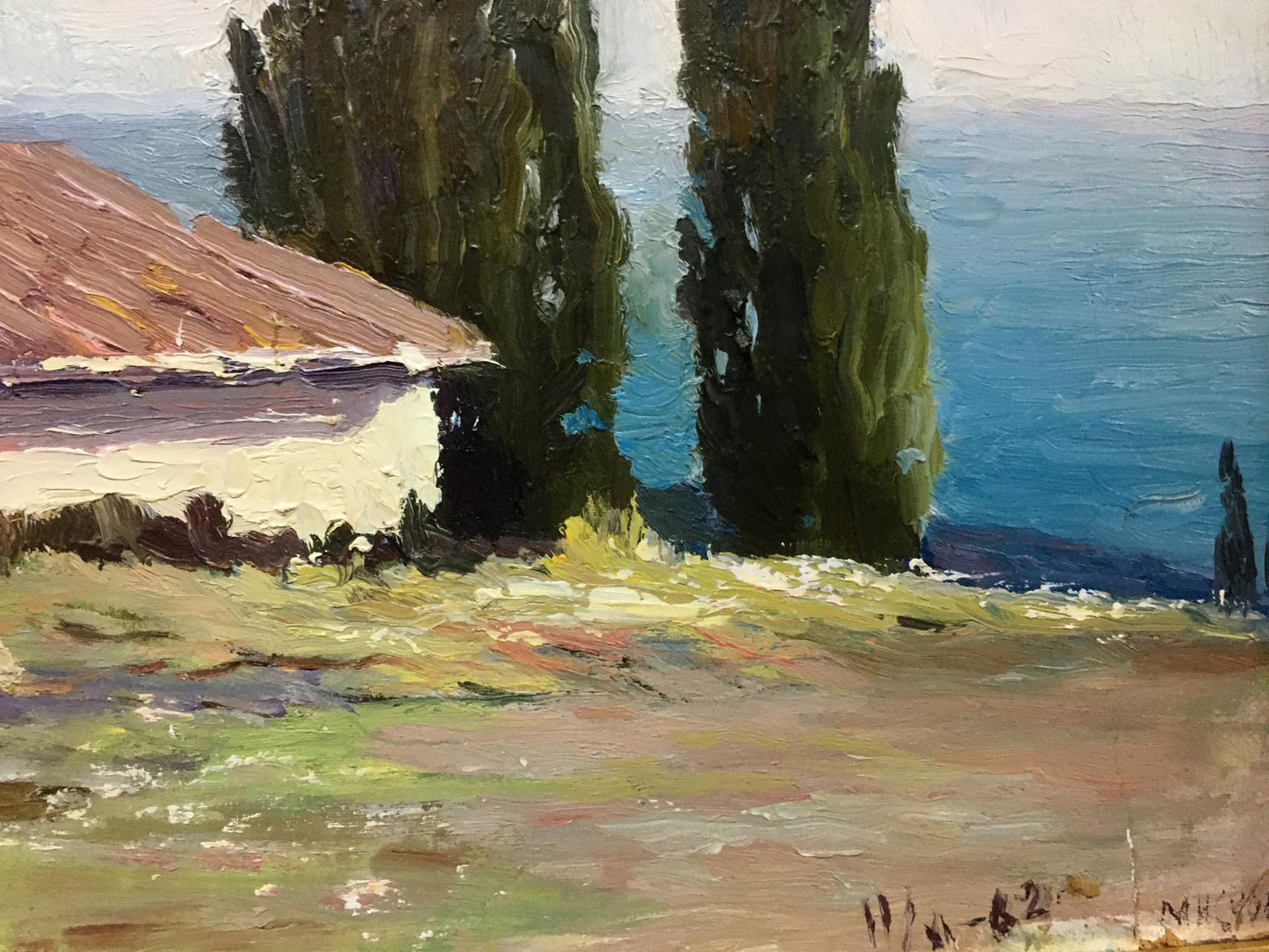 Oil painting Bronstein Mark Emmanuilovich House on the hill