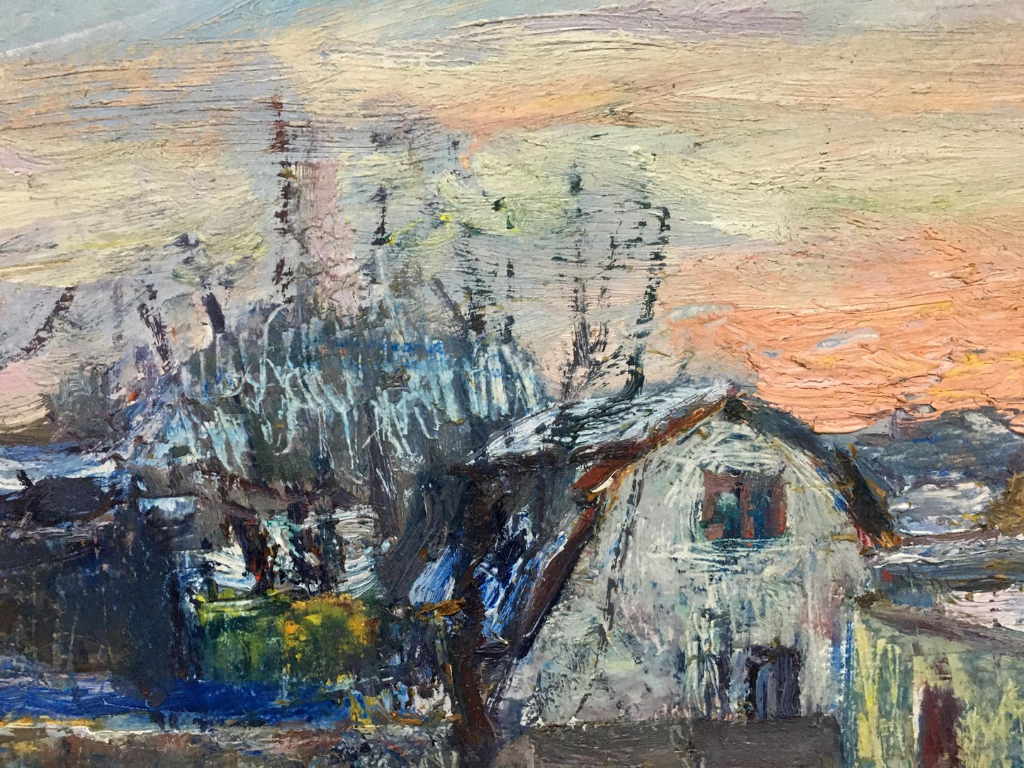 Oil painting Snowy street Gantman Moses Faybovich