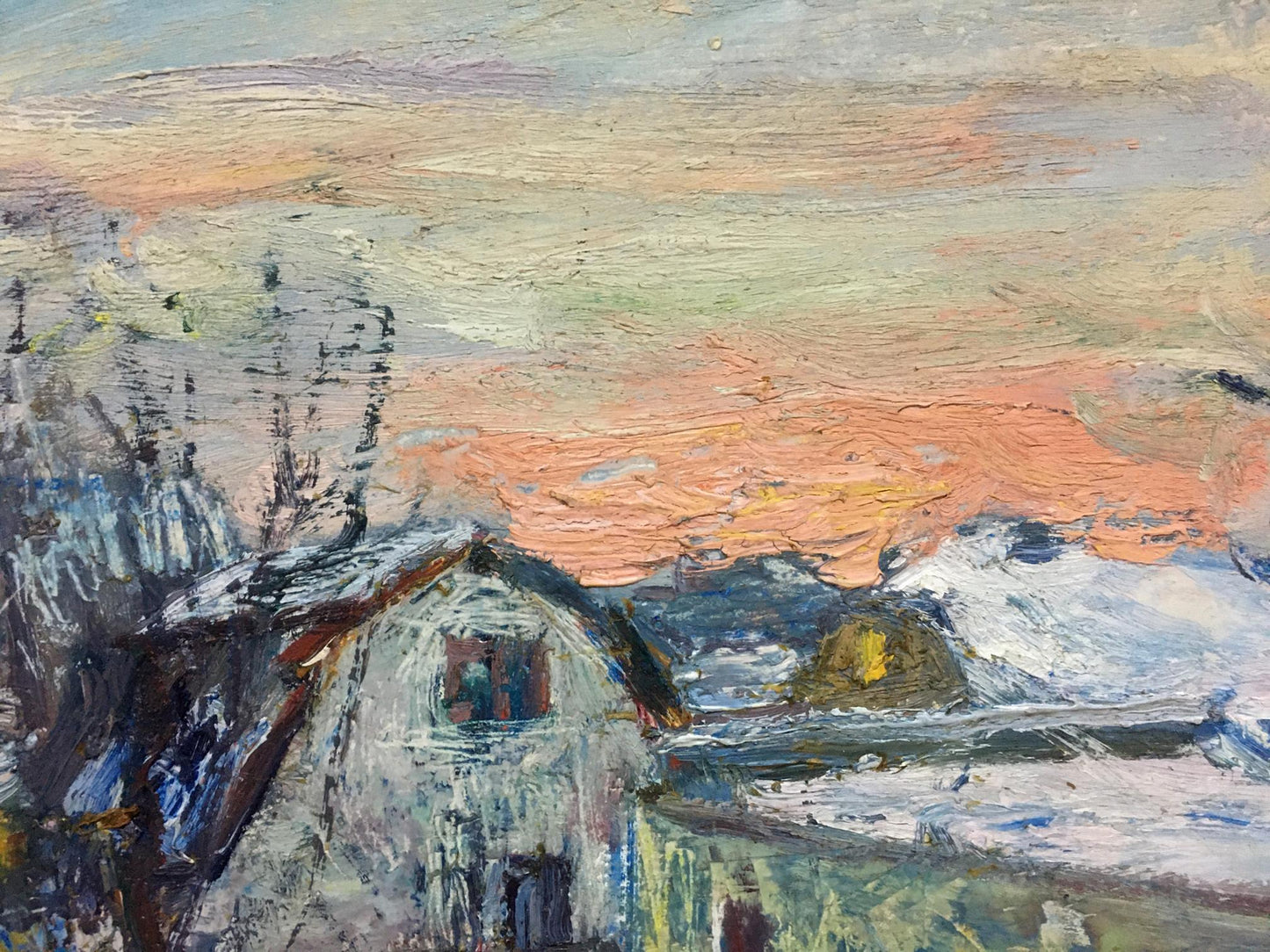 Oil painting Snowy street Gantman Moses Faybovich