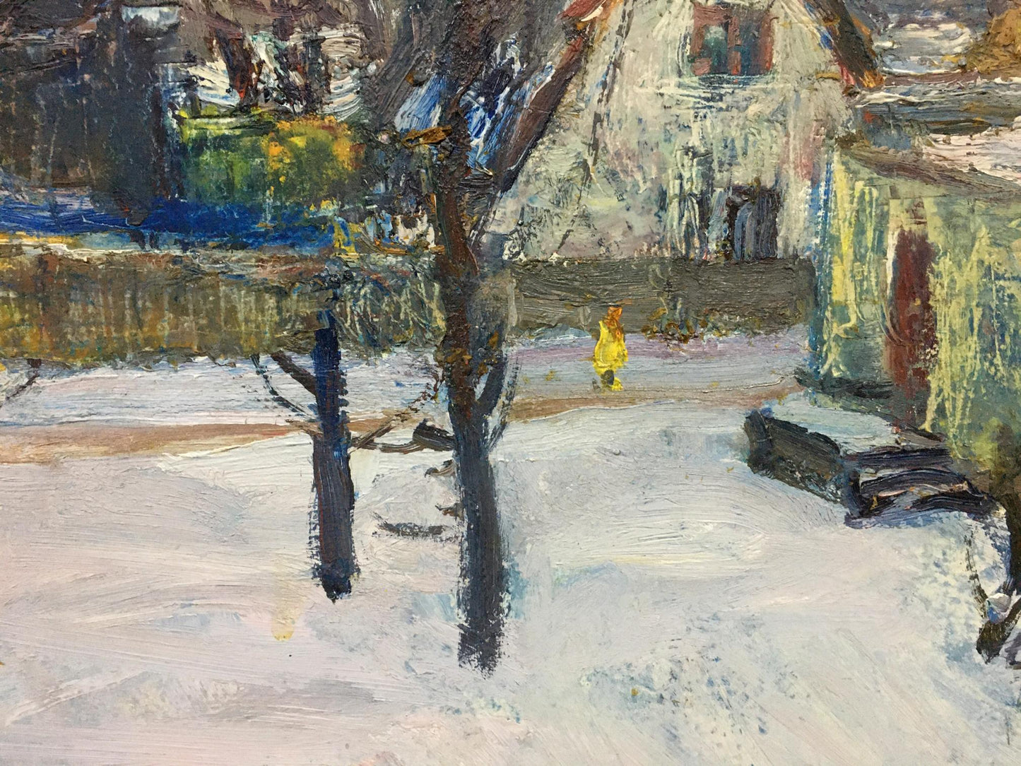 Oil painting Snowy street Gantman Moses Faybovich