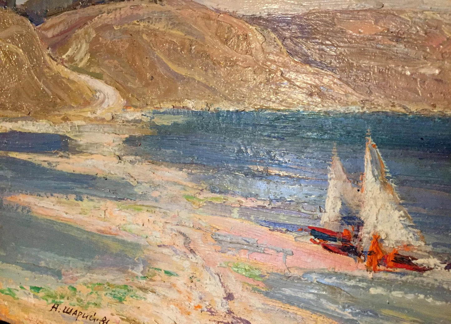 Oil painting Ship at the sea Shary Anatoly Ivanovich