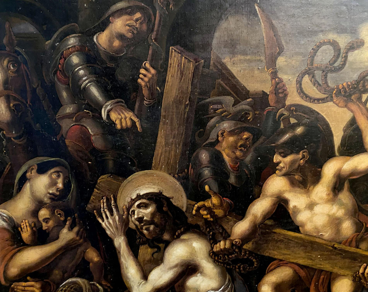 Oil painting Carrying a cross in a crowd Oleg Litvinov
