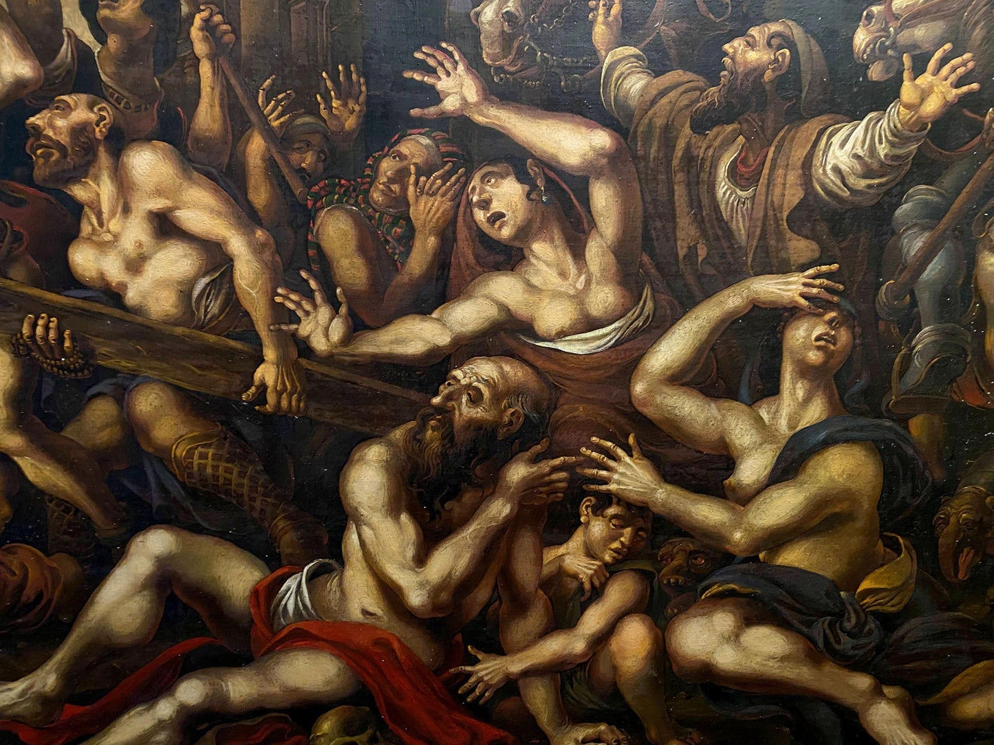 Oil painting Carrying a cross in a crowd Oleg Litvinov