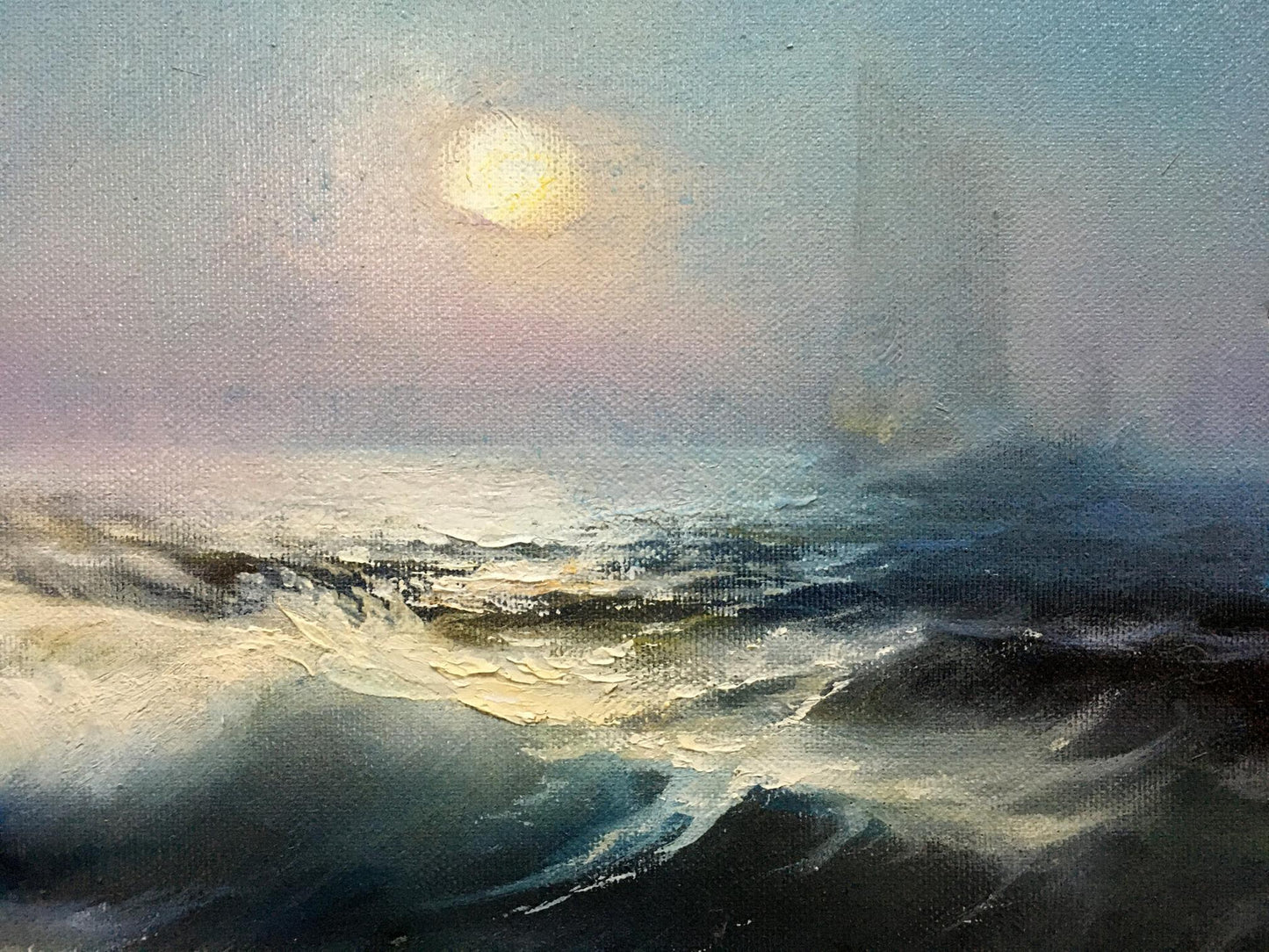 Oil painting Moonlit night at sea Vladimir Zebek