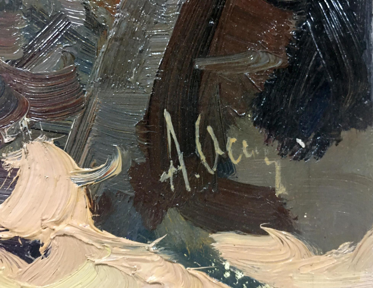 Oil painting Ship in port Osipov Alexander Yakovlevich