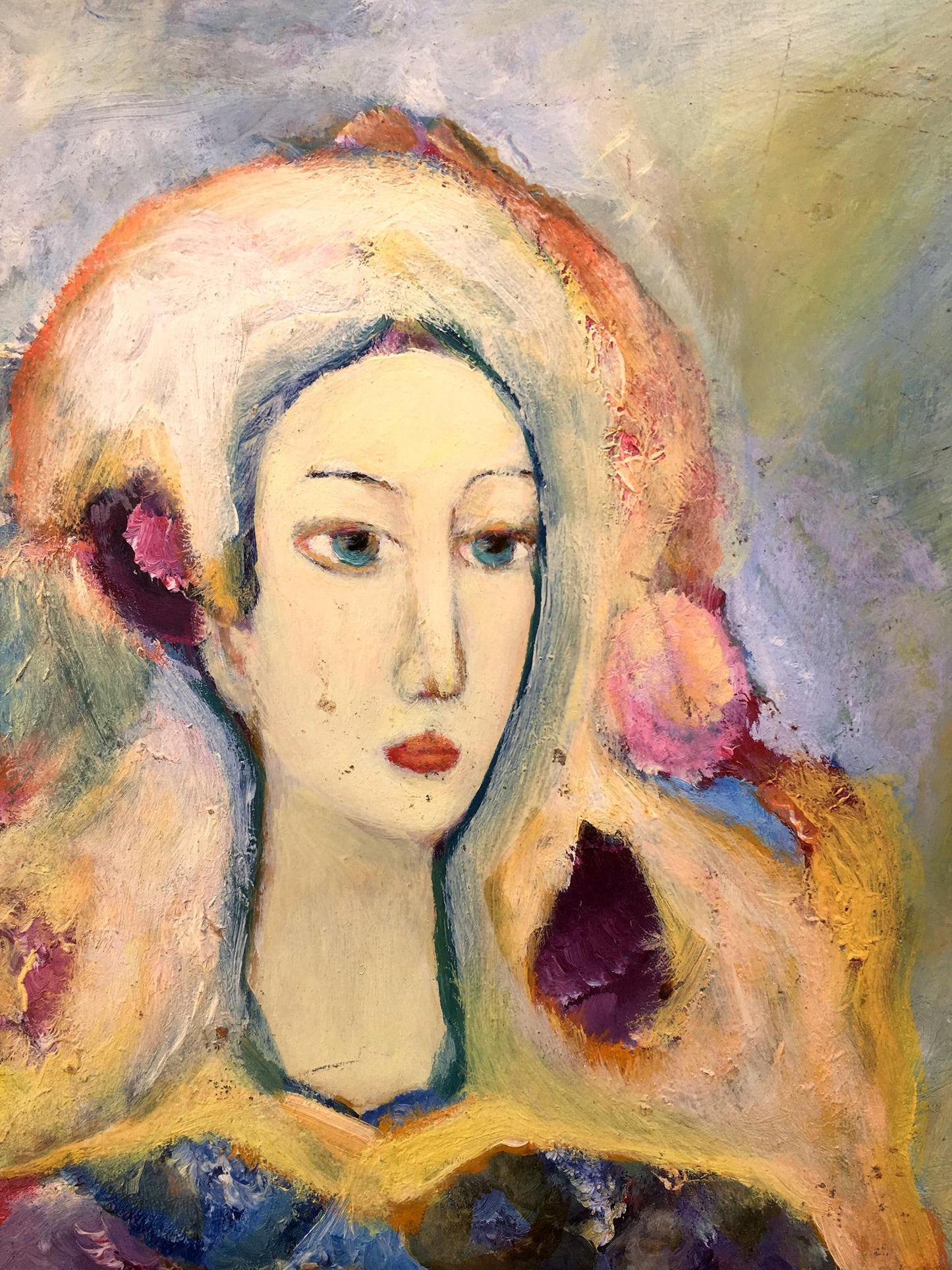 Oil painting Girl and sun rays Vladimir Novikovsky