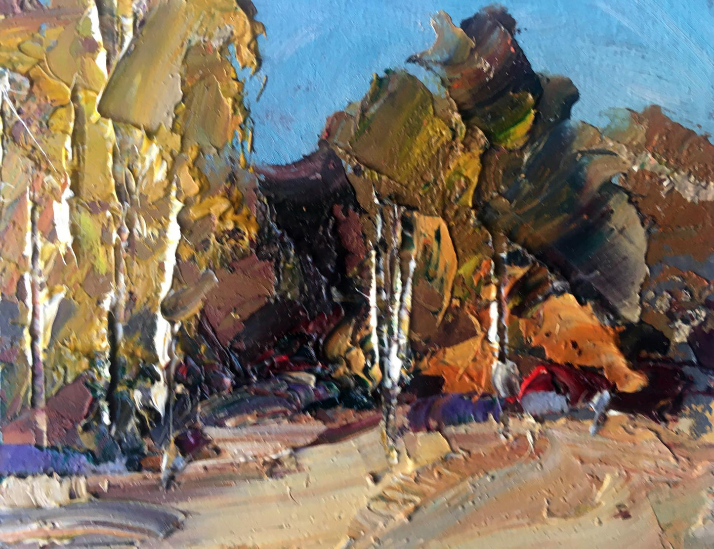 Oil painting Autumn Rural Landscape