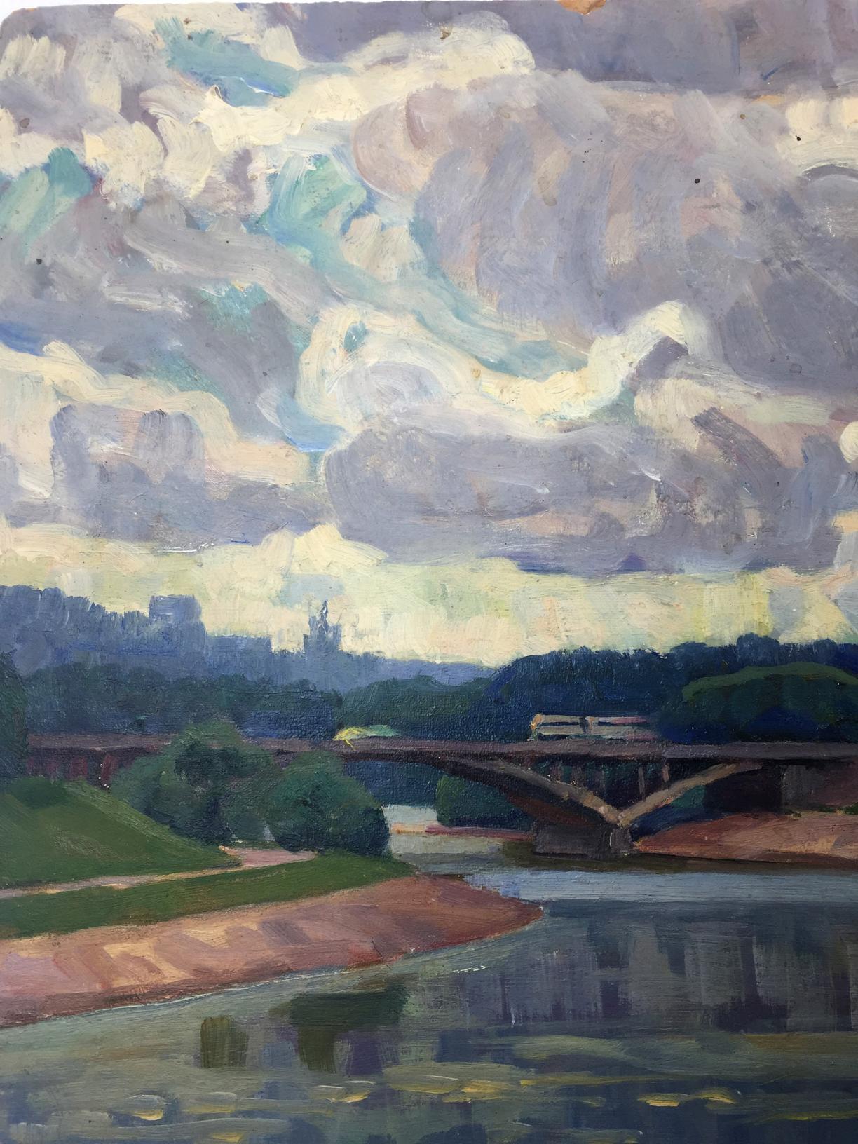 Oil painting Village Rusanovka Khrustalenko Nikolay Alexandrovich
