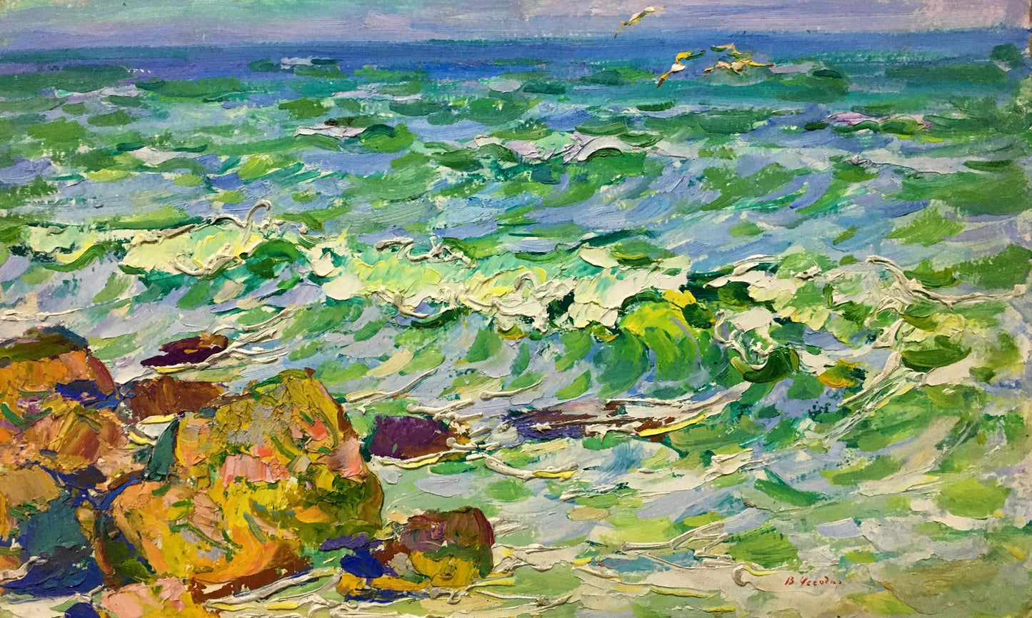 Oil painting Near the shore Chegodar Vasily Dmitrievich