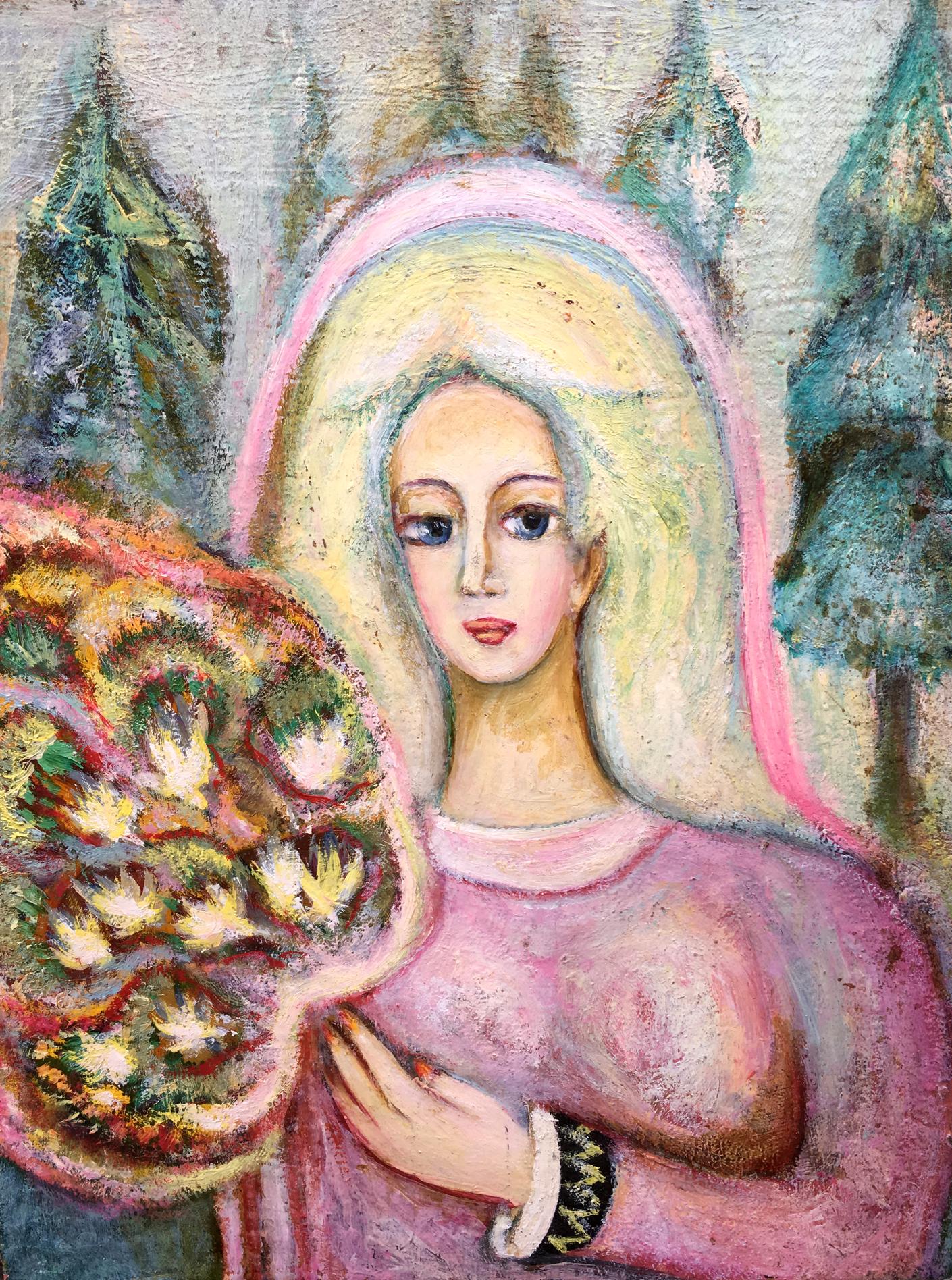 Oil painting Girl in the forest Vladimir Novikovsky
