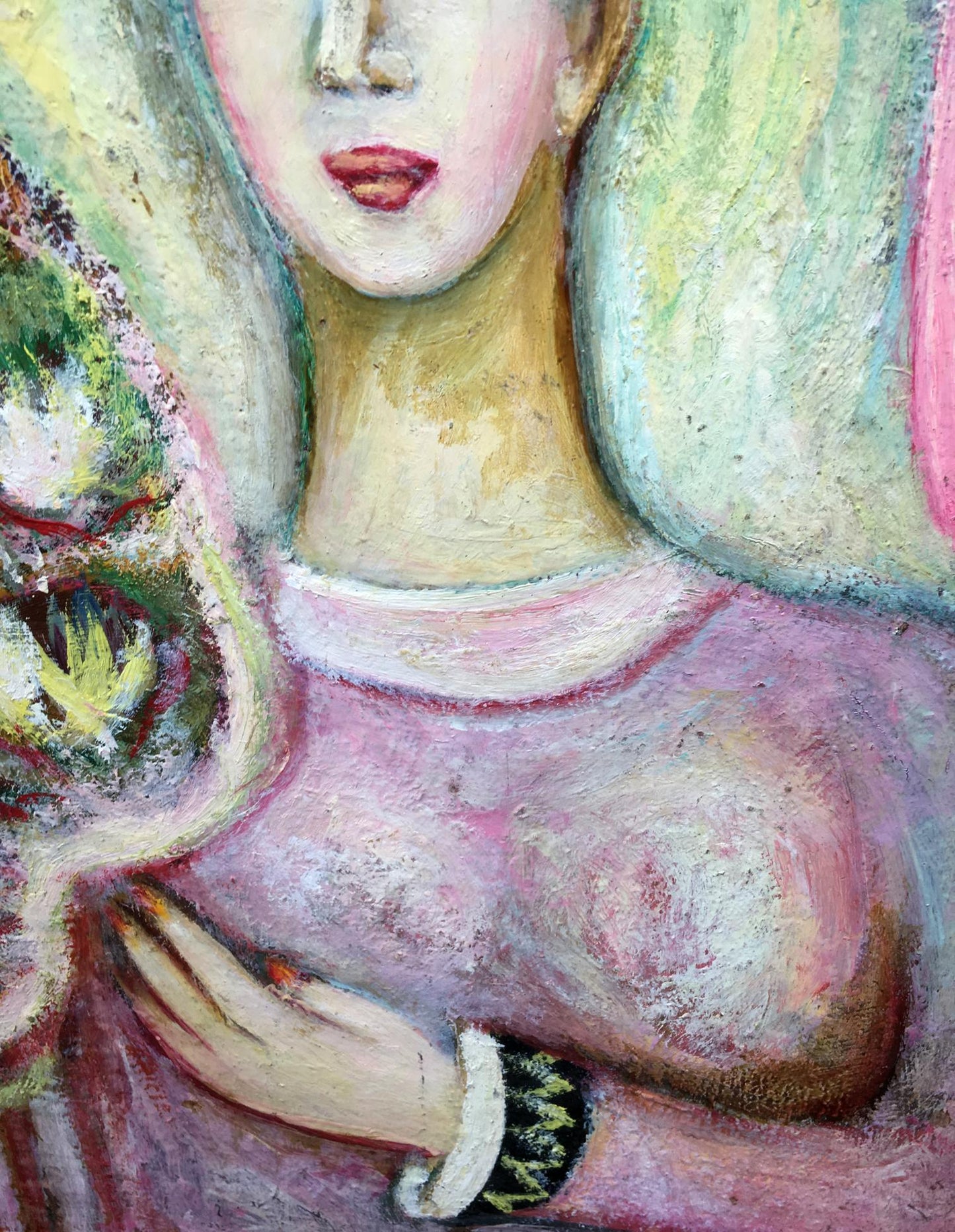 Oil painting Girl in the forest Vladimir Novikovsky