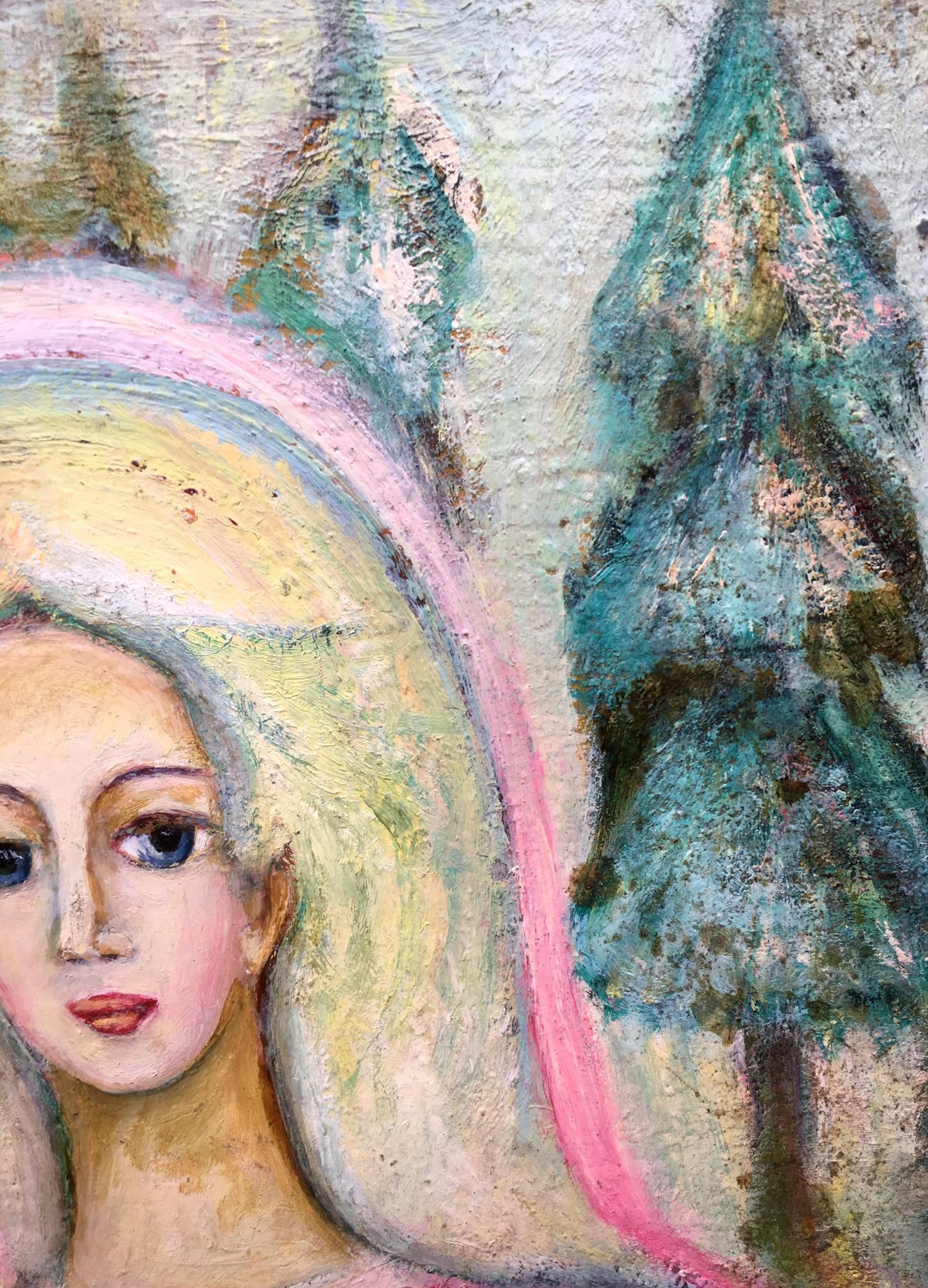 Oil painting Girl in the forest Vladimir Novikovsky