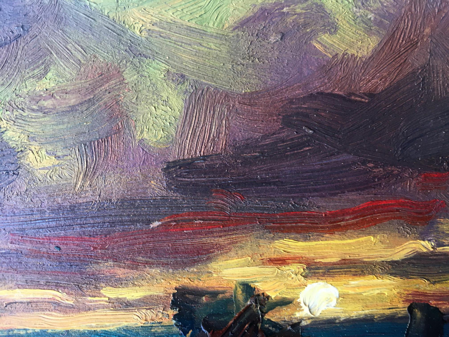 Oil painting night Sea