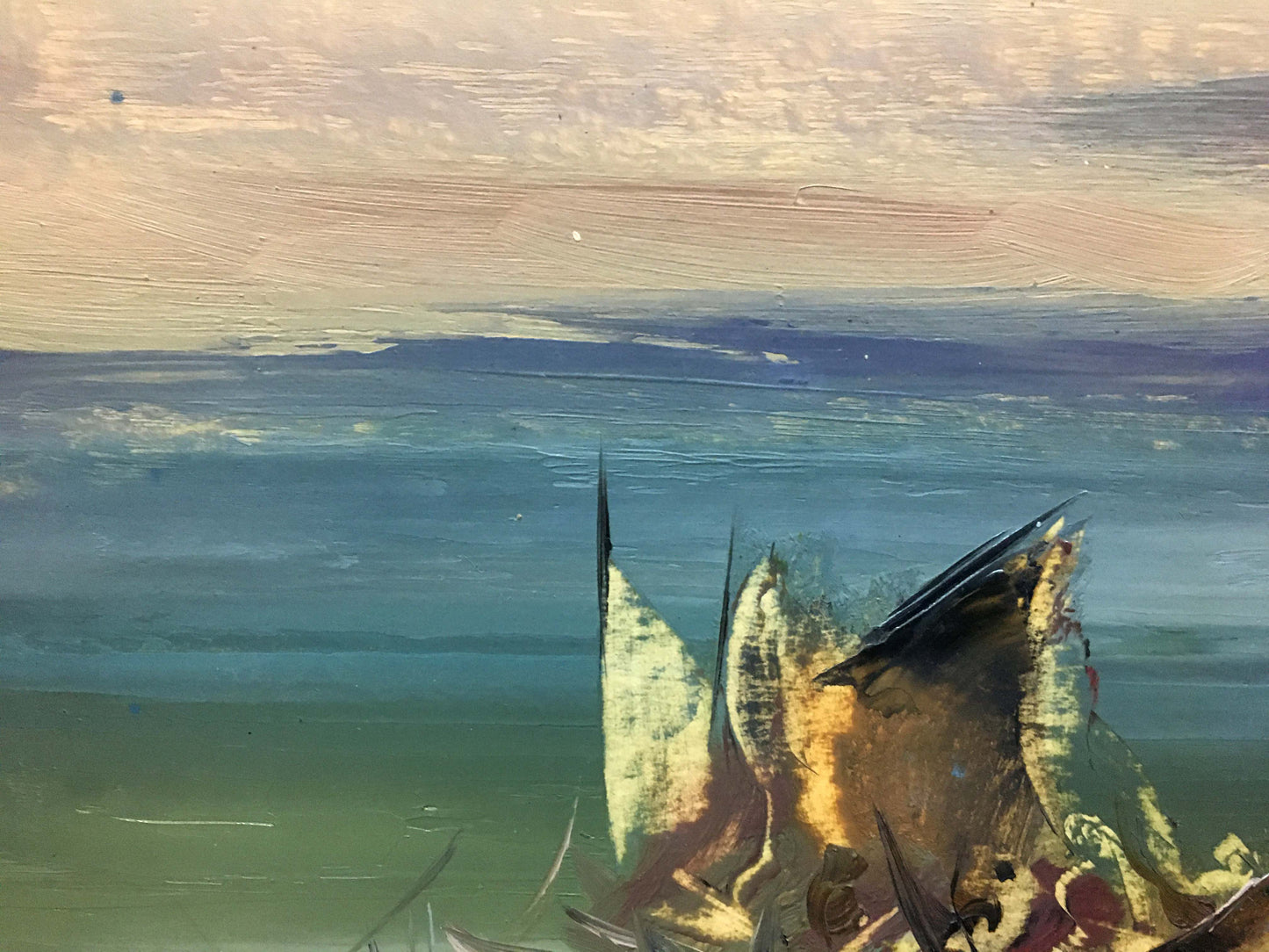 Oil painting Boats by the sea Zebek Vladimir Evgenievich