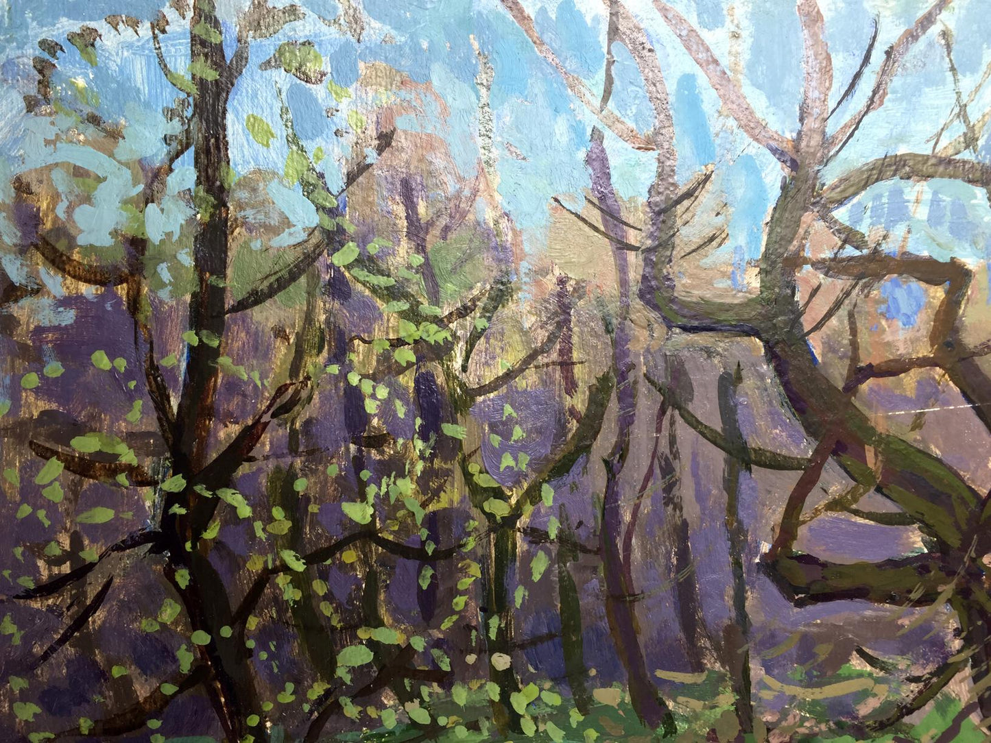 Oil painting titled "Spring on the Dnieper" by Grigory Savelyevich Ruban