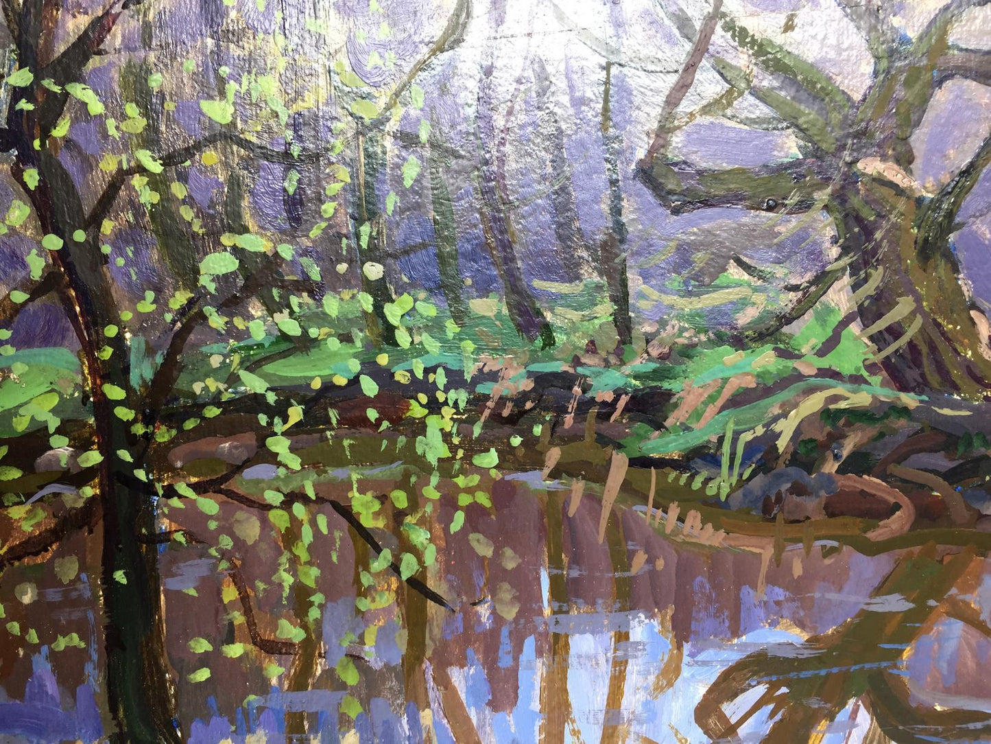 In Grigory Savelyevich Ruban's oil artwork, "Spring on the Dnieper" is depicted