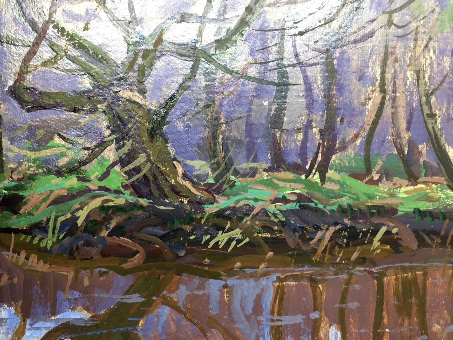 The beauty of spring unfolds in Grigory Savelyevich Ruban's oil painting of the Dnieper