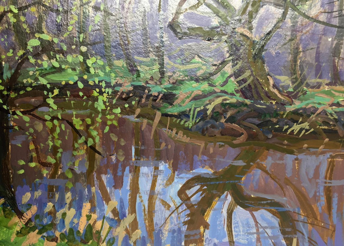 Oil artwork by Grigory Savelyevich Ruban portrays the serene beauty of spring along the Dnieper