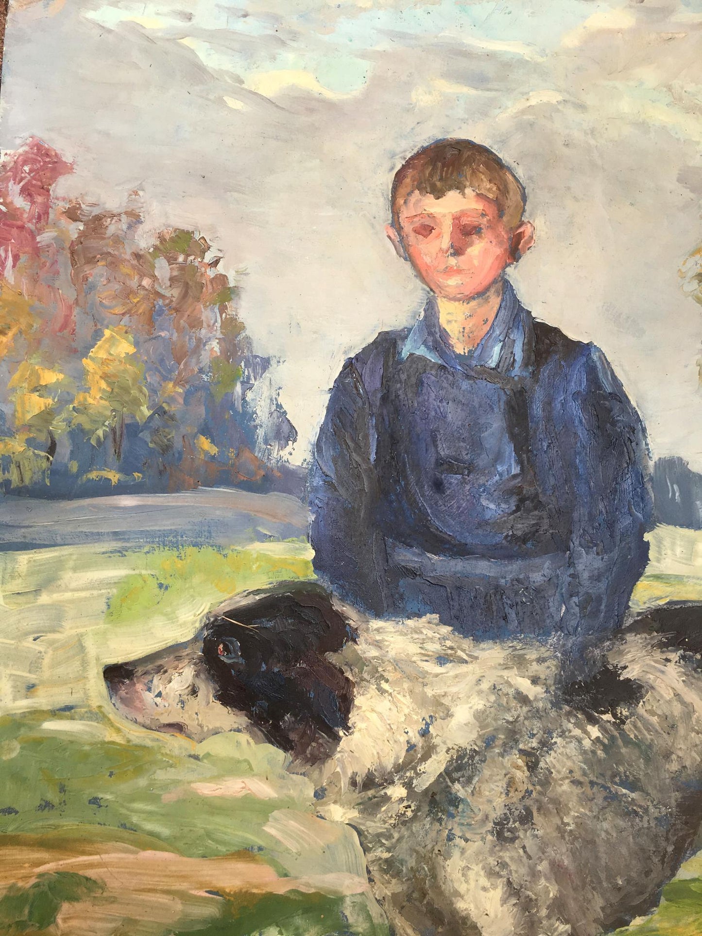 Oil painting Boy with dog Cherkas A.G.