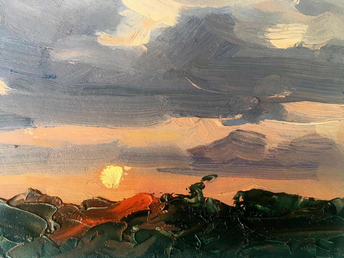 Oil painting Evening countryside