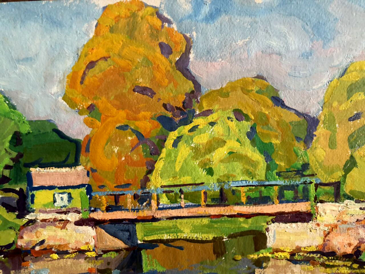 Oil painting Forest bridge Kolosovsky Georgiy Sergeevich
