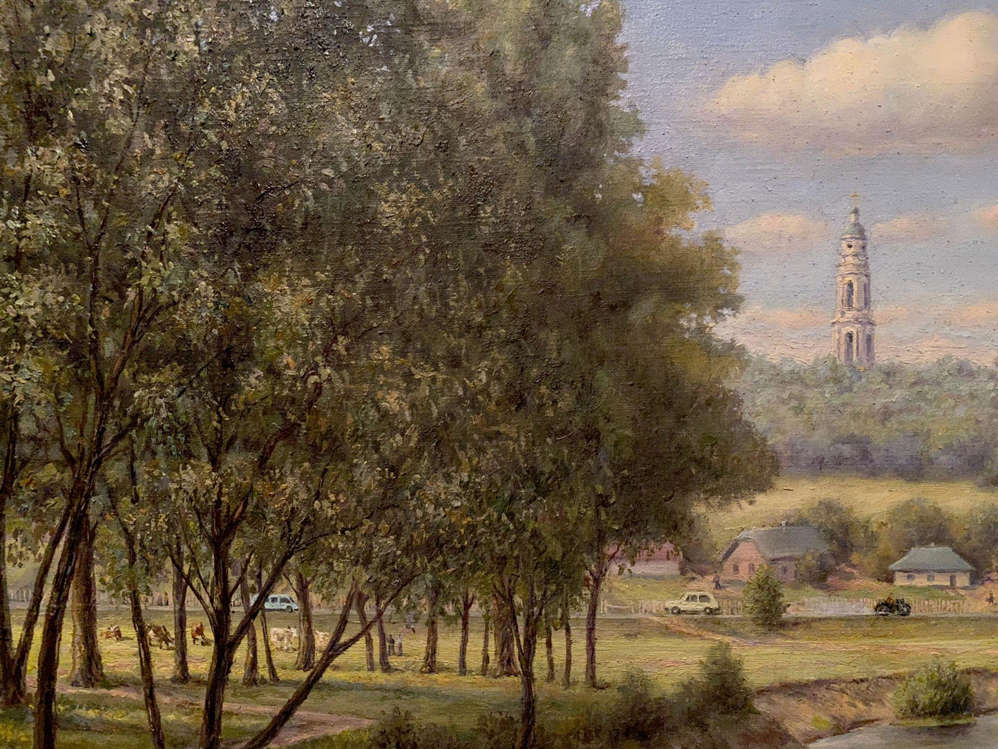 Oil painting Landscape with a monastery Litvinov Arkady Petrovich