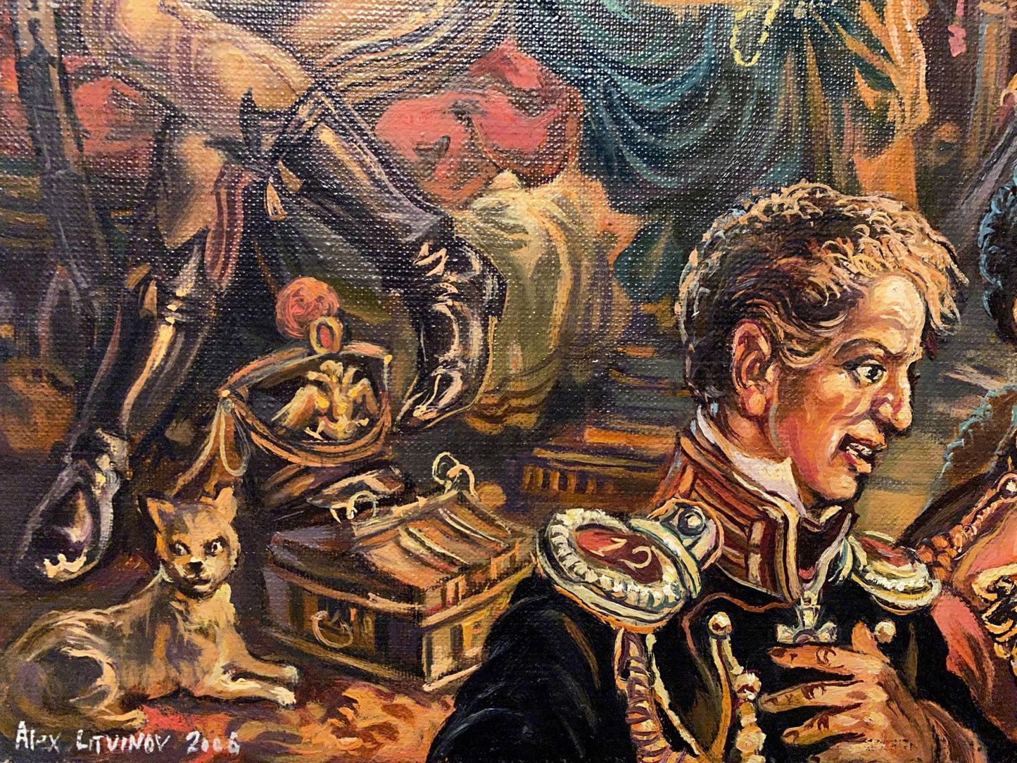 Oil painting 19th century party Alexander Arkadievich Litvinov
