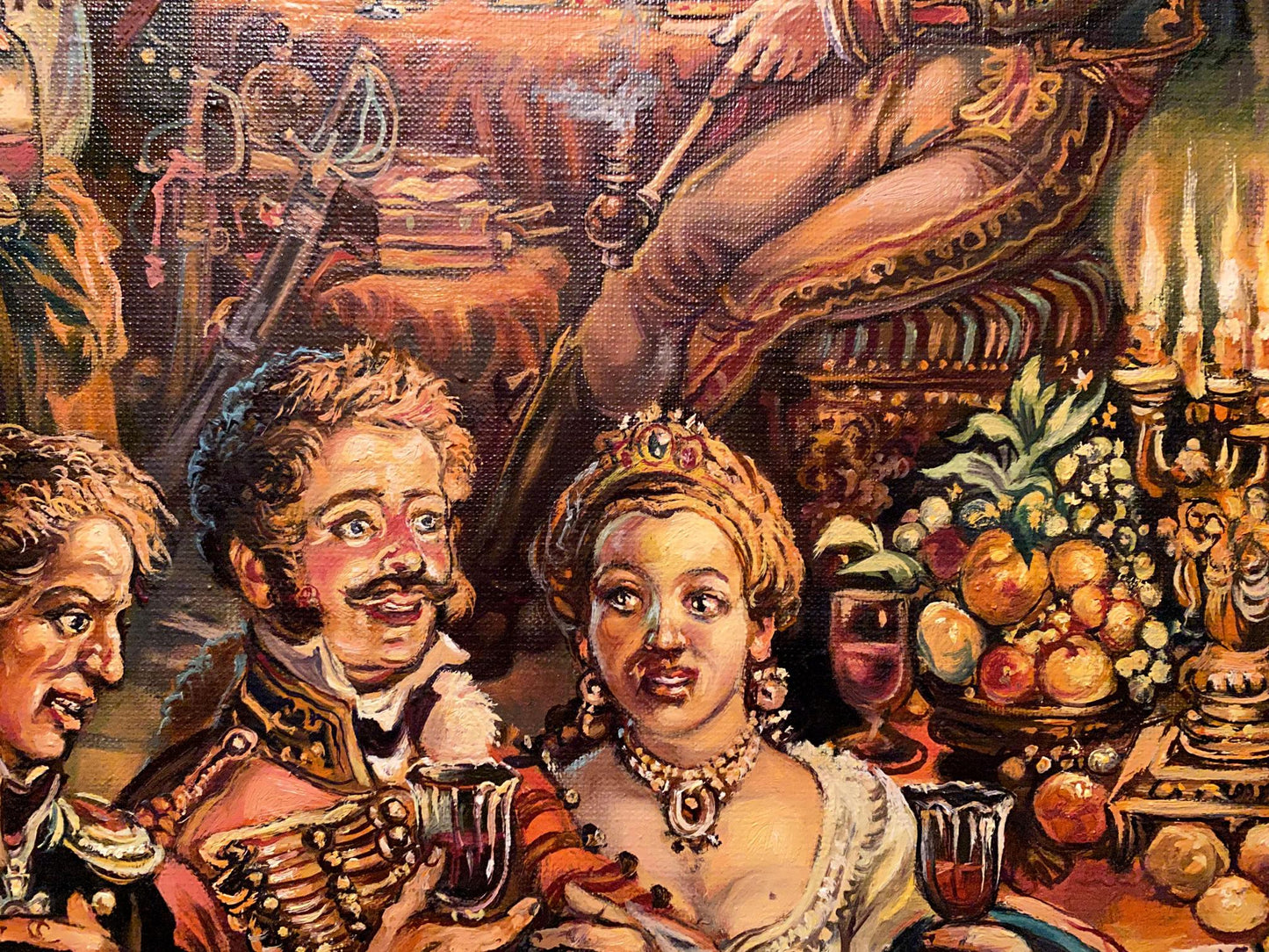Oil painting 19th century party Alexander Arkadievich Litvinov