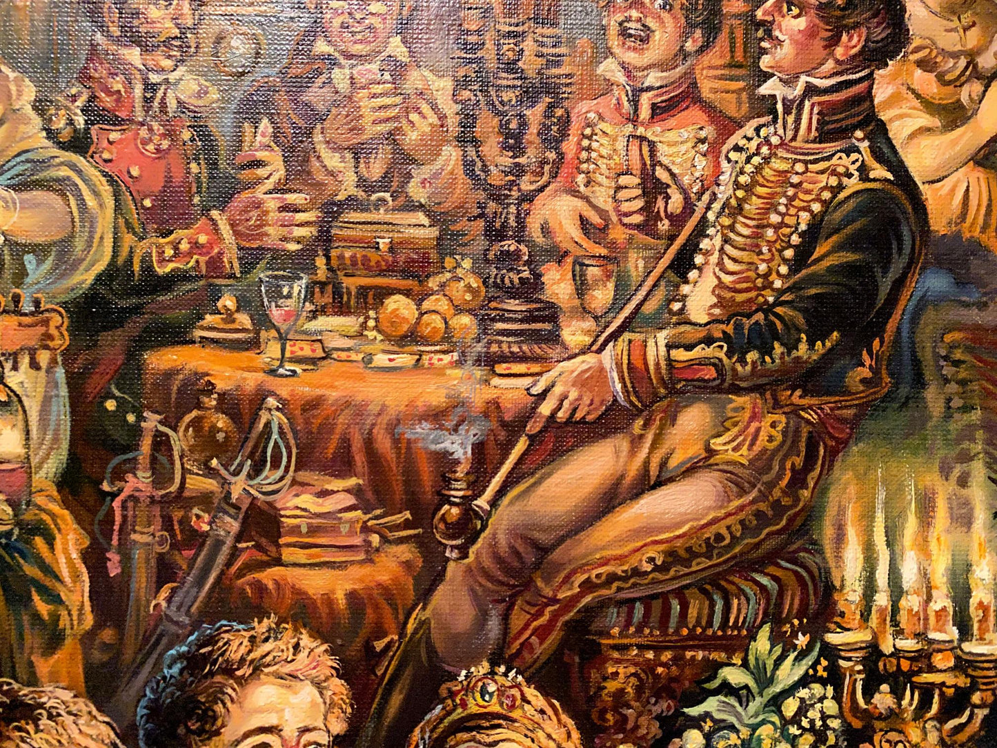 Oil painting 19th century party Alexander Arkadievich Litvinov