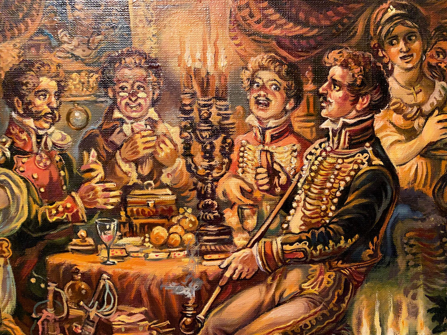 Oil painting 19th century party Alexander Arkadievich Litvinov