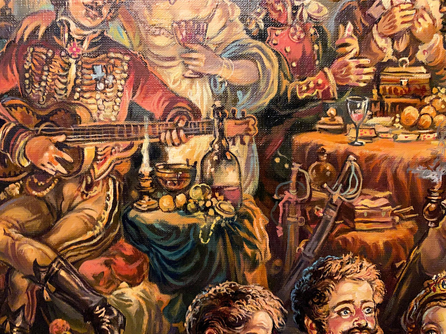 Oil painting 19th century party Alexander Arkadievich Litvinov