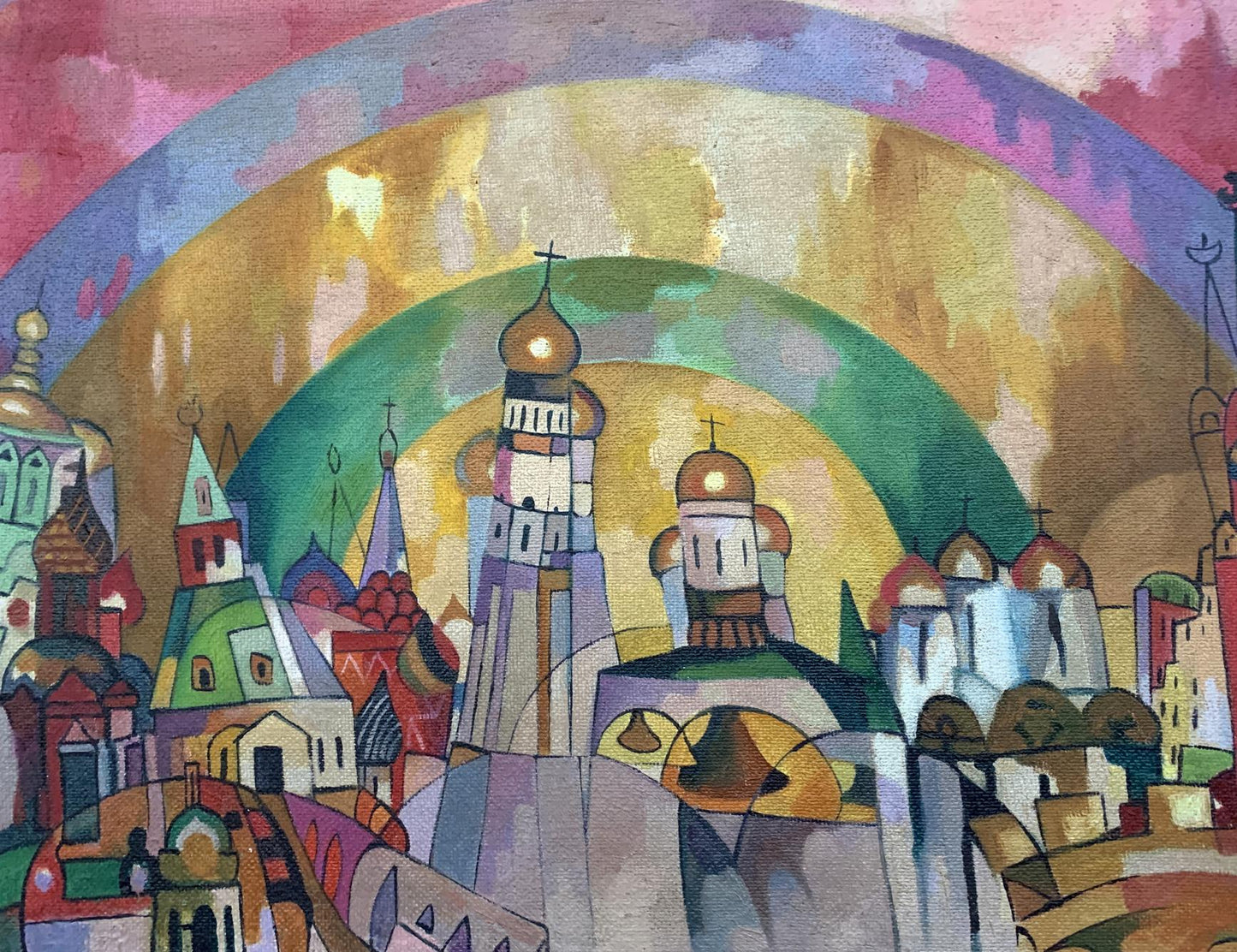 Abstract oil painting Country life V. Konotopsky