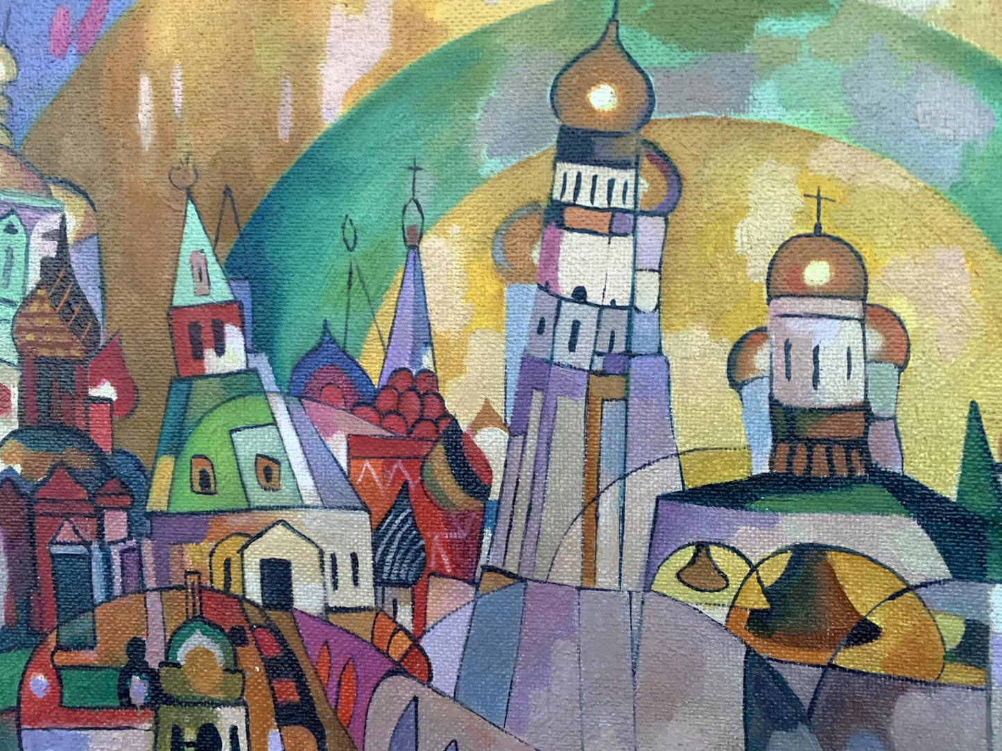Country Life portrayed in an abstract oil painting by V. Konotopsky