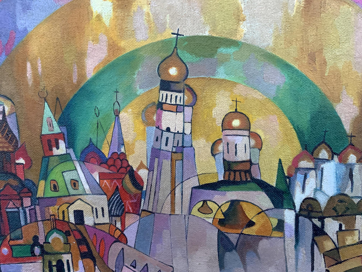 Country Life illustrated in abstract oil by V. Konotopsky