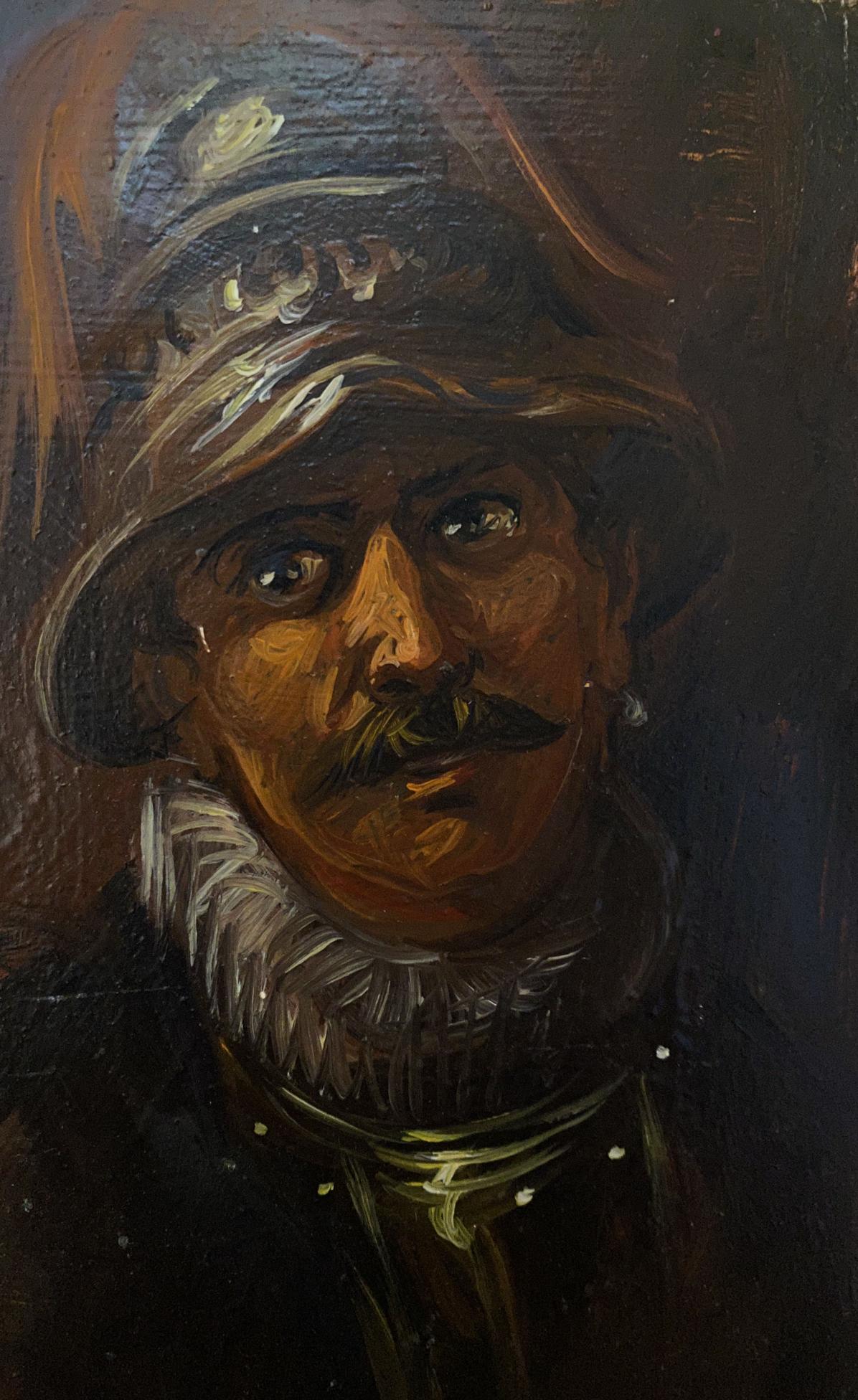Oil painting Portrait of a hussar warrior Alexander Litvinov