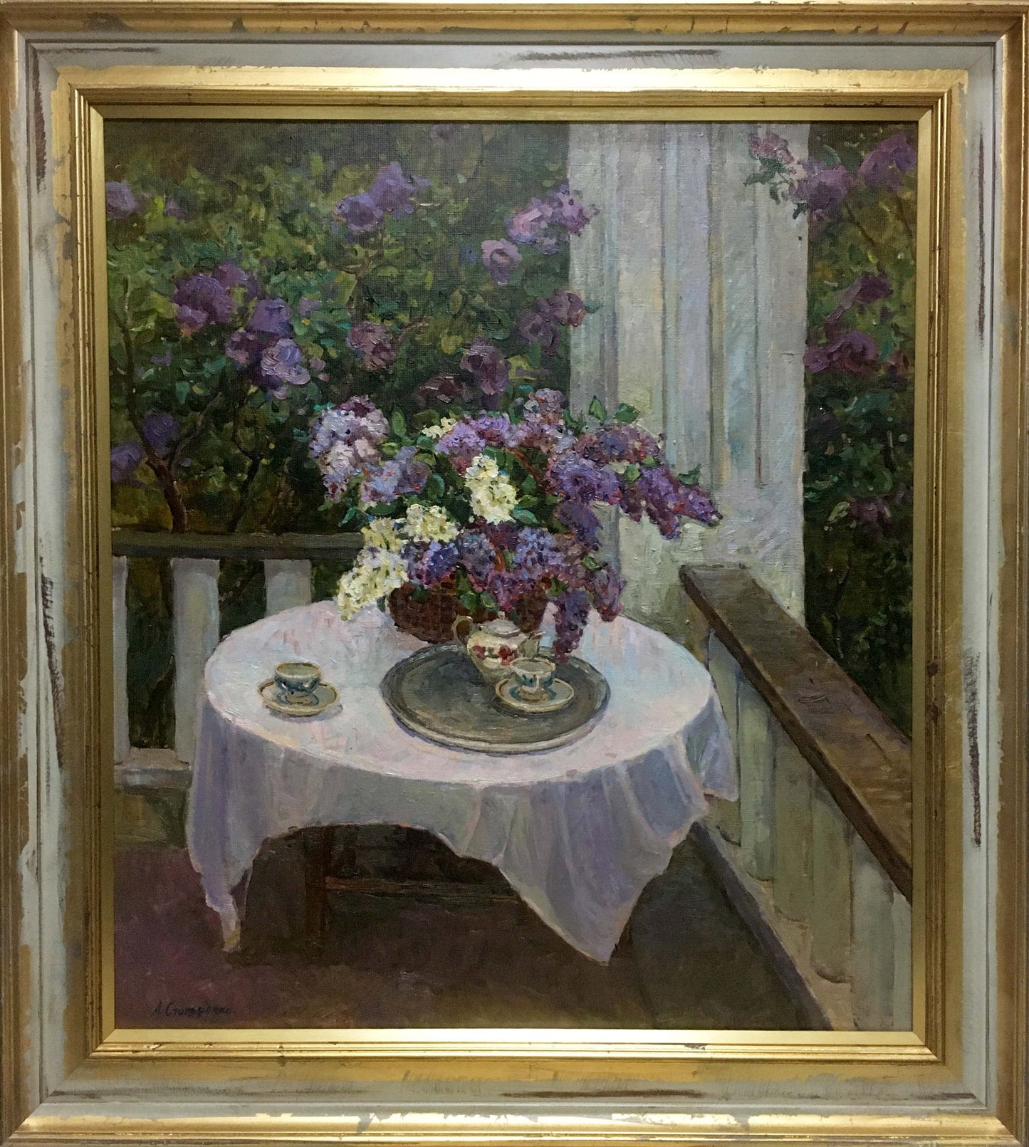 Oil painting Flowers on the balcony Alexey Stolyarenko