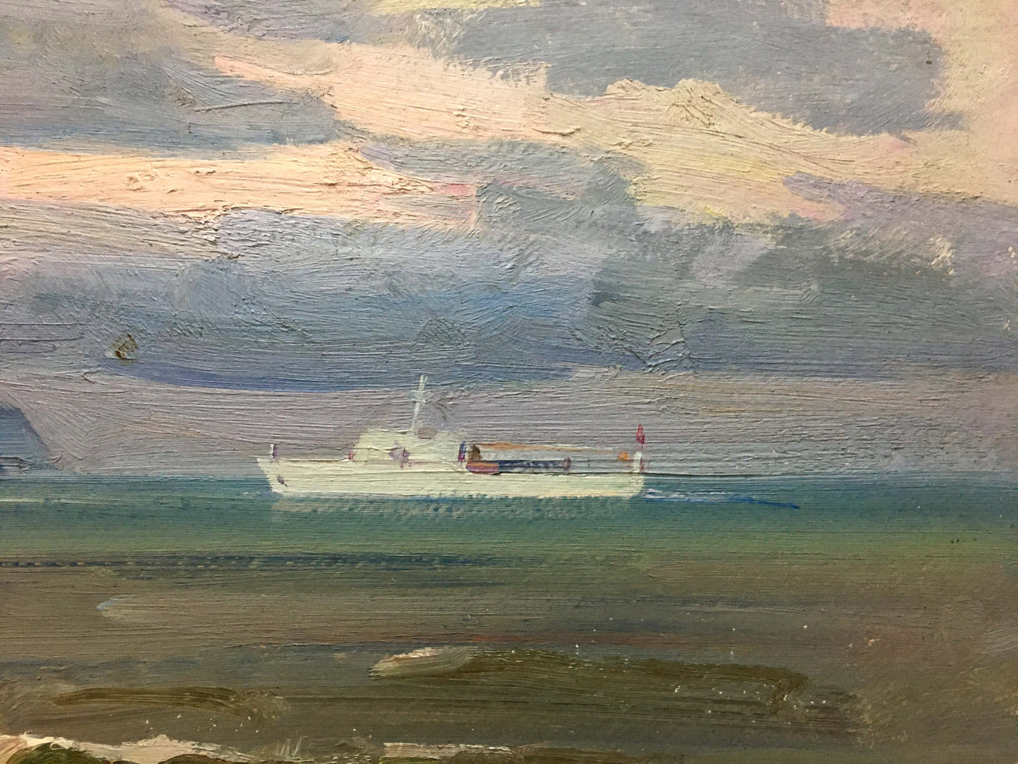 Oil painting Ship at sea A. E. Strelov