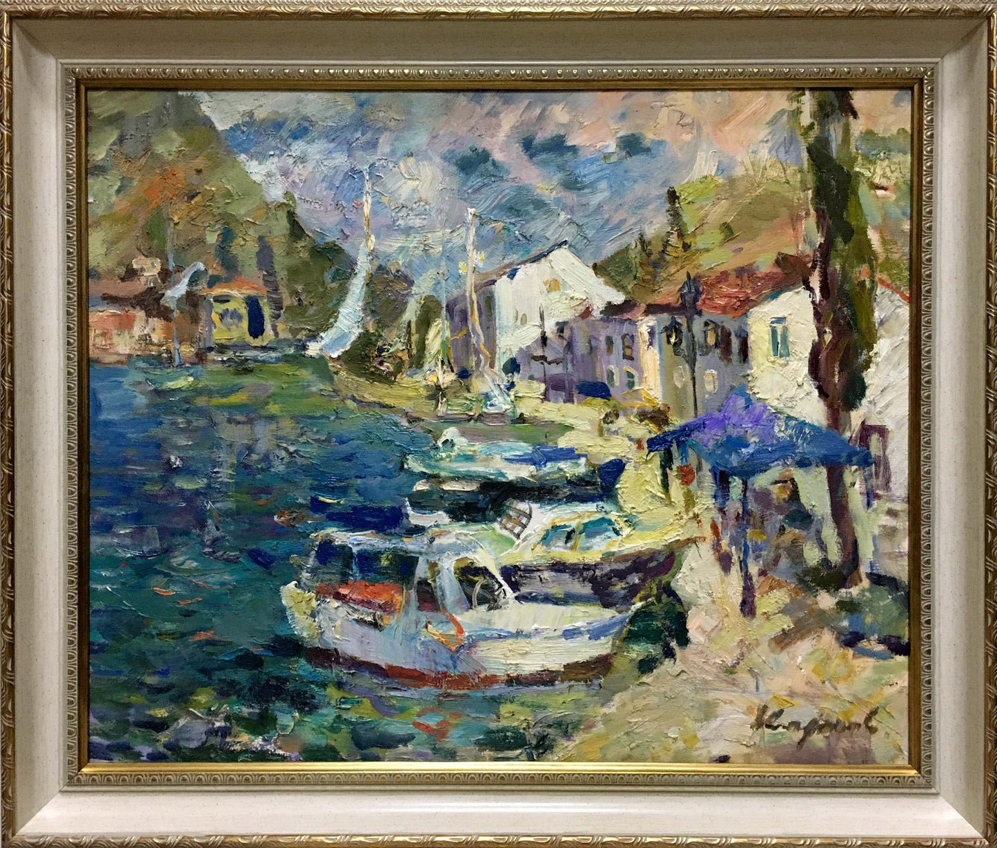 Oil painting In Port Karpov Nikolay Mikhailovich
