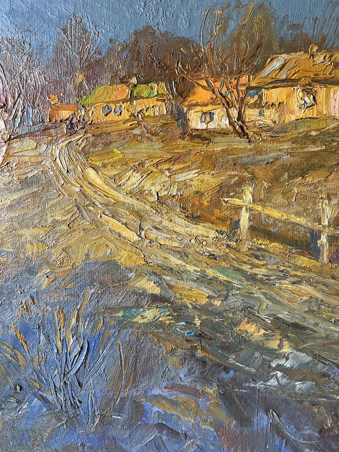 Oil Painting Village Nature Landscape