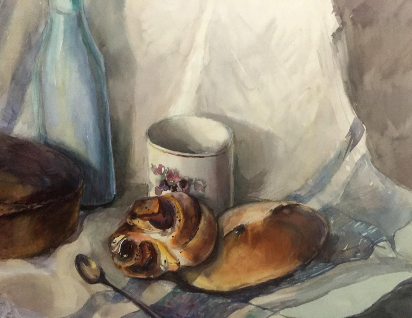 Watercolor painting Pies and milk Irina Palazhchenko
