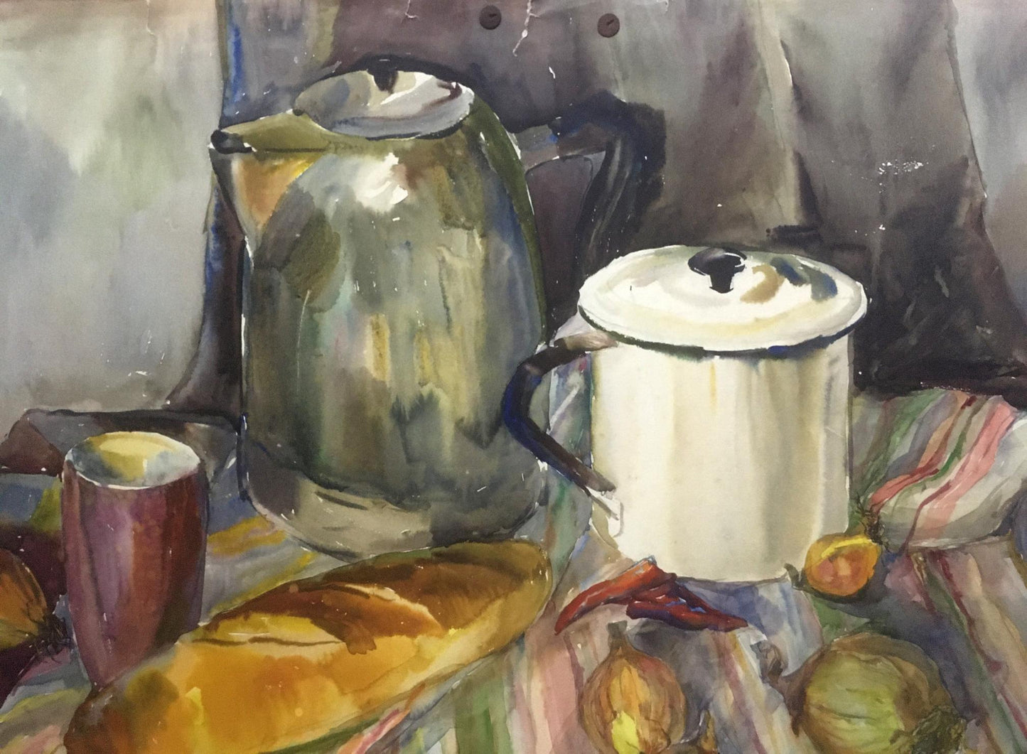 Watercolor painting Food on the table Palazhchenko Irina