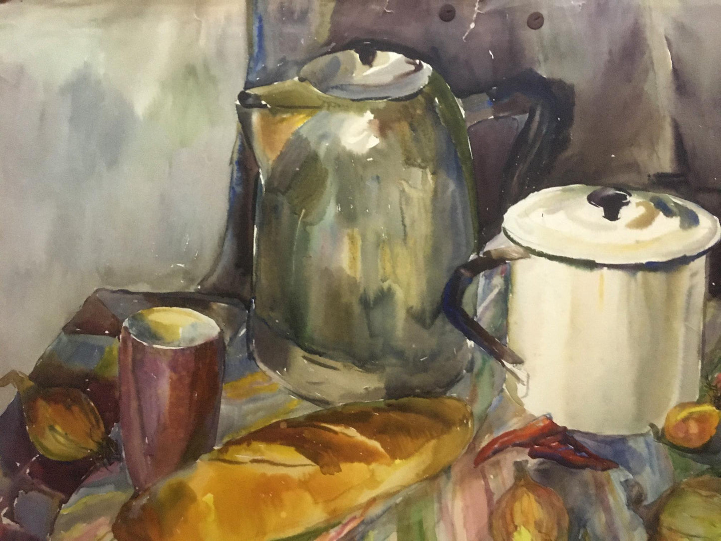 Watercolor painting Food on the table Palazhchenko Irina