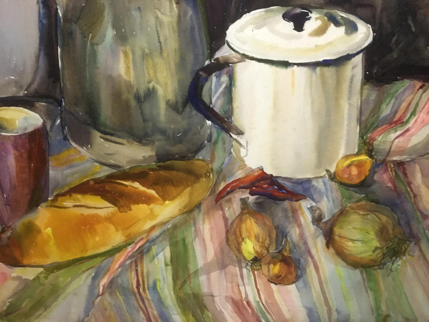 Watercolor painting Food on the table Palazhchenko Irina